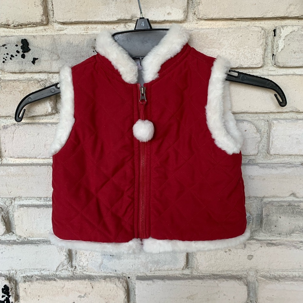 Janie and jack infant puffer front zip  vest   Christmas vest